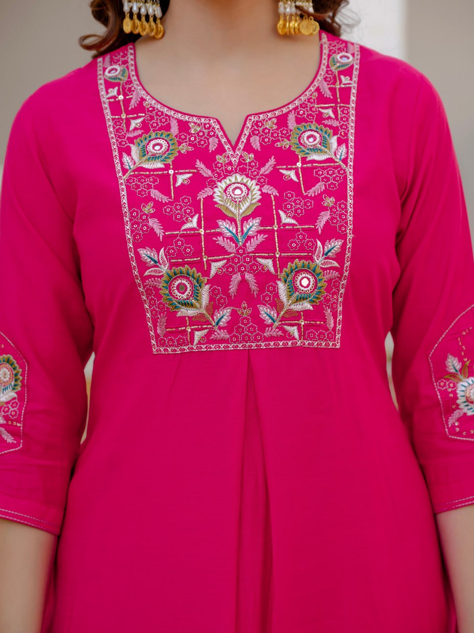 Designer Viscose Mango Silk Kurti Pant Dupatta Set