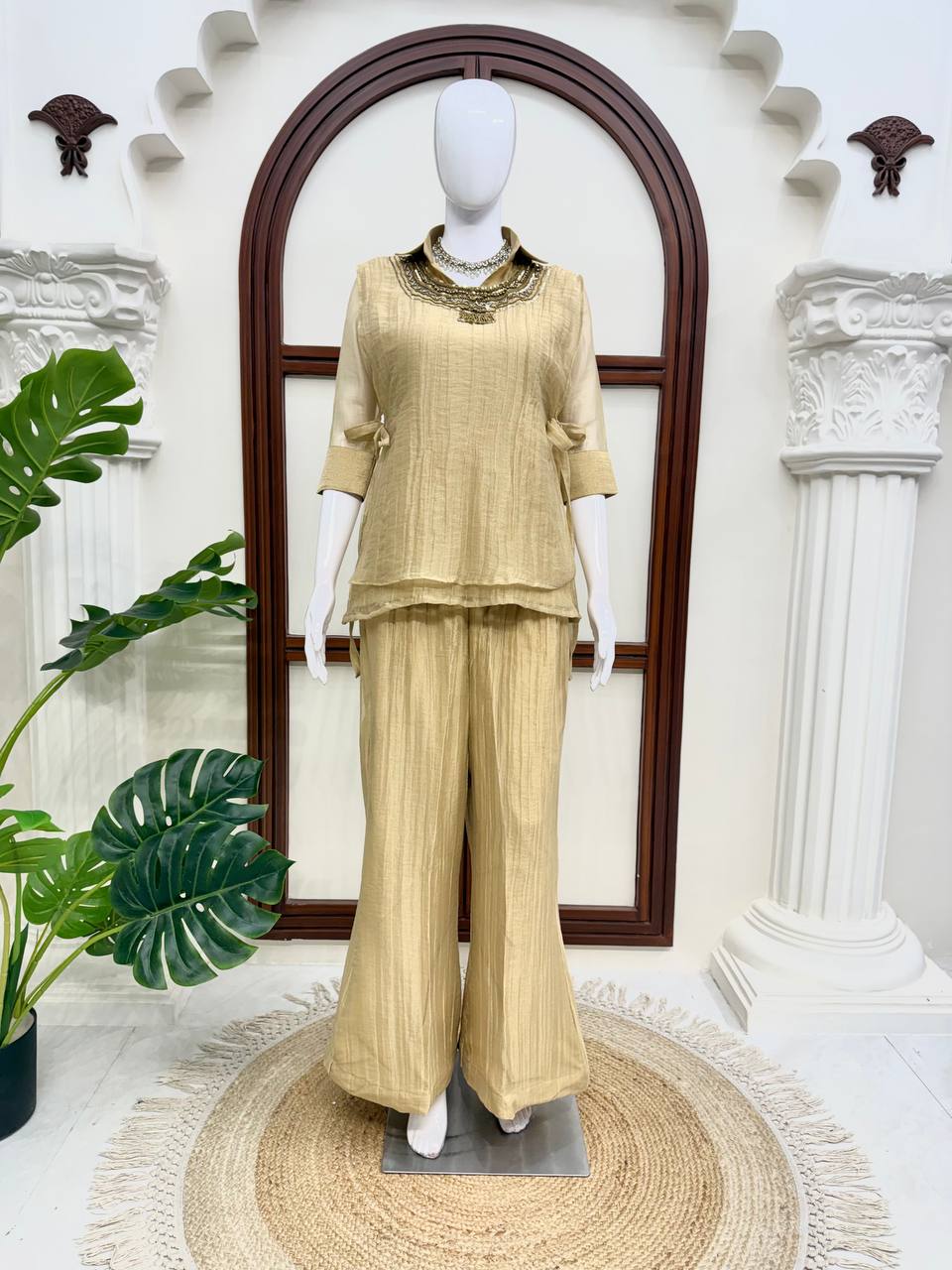 Premium Salsa Crushed Shirt Shrug Pant Co-Ord Set