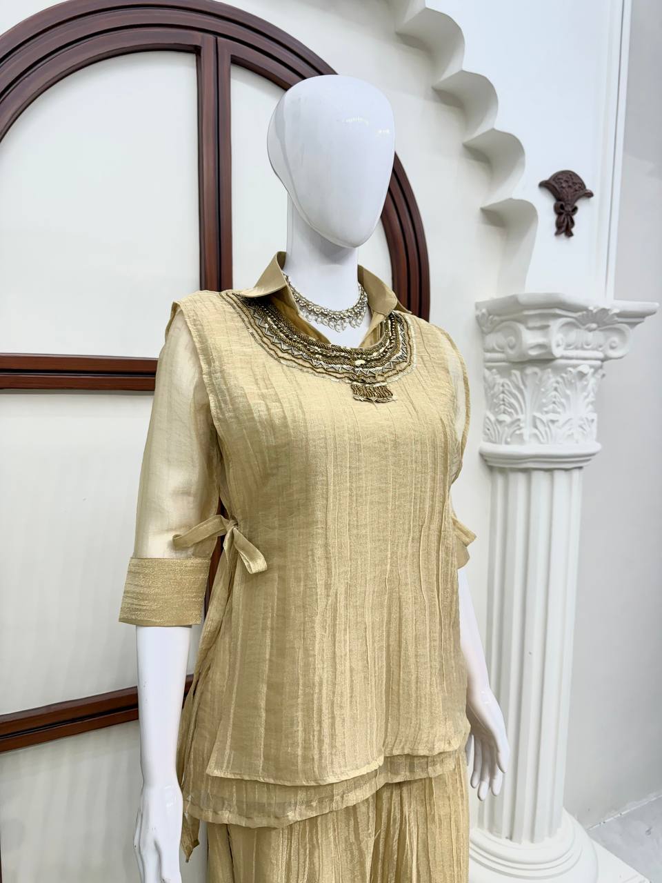 Premium Salsa Crushed Shirt Shrug Pant Co-Ord Set